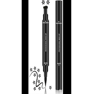 Professional Make-Up Seal Eyeliner, Double-Ended, Black, Liquid Pen with Stamp (Flower)