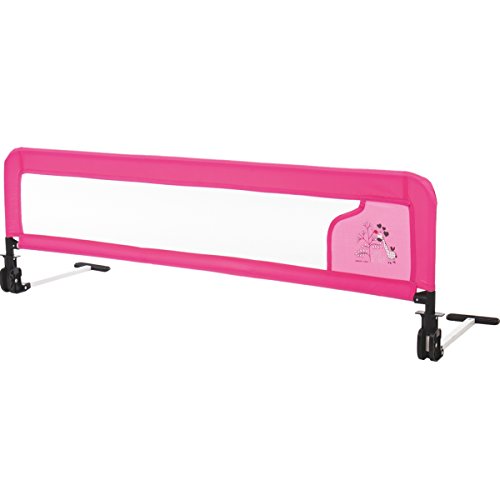 Bettschutzgitter / Bettgitter LUXUS (Modell: GIRAFFE) Mit süßen und lustigen Giraffen-Motiv (Länge: 135 cm) (PINK) - 2