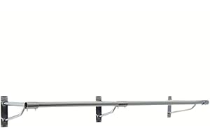 CompleteShopfittings Super Heavy Duty Chrome Plated Wall Mounted Garment Clothes Rail Hanging Shop Display Tubing Rack 32mm Diameter of Pole -8ft Long Pole +3 Brackets+2 Plastic end Caps