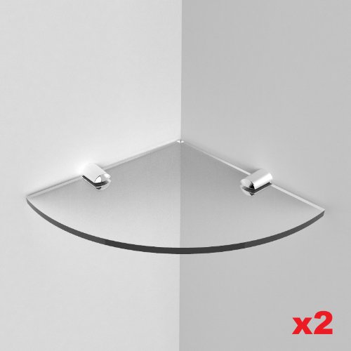 Expression Products Two Small Acrylic Corner Safety Shelves - 150mm - approx 6" comes with Chrome fixings, Free Trolley Token Material Sample Included per Shipment, Clear