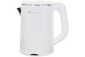 Bollitore elettrico premium SOLARA | Bollitore a doppia parete in acciaio inossidabile al 100% senza BPA con protezione da surriscaldamento, cordless con spegnimento automatico (bianco, 1,2 l)
