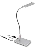 Schlanker Lampensockel und Lampenkopf, flexibler 30 cm langer Schwanenhals aus Metall zum geräuschlosen Einstellen des Lampenkopfs, ideal als Nachttischlampe.