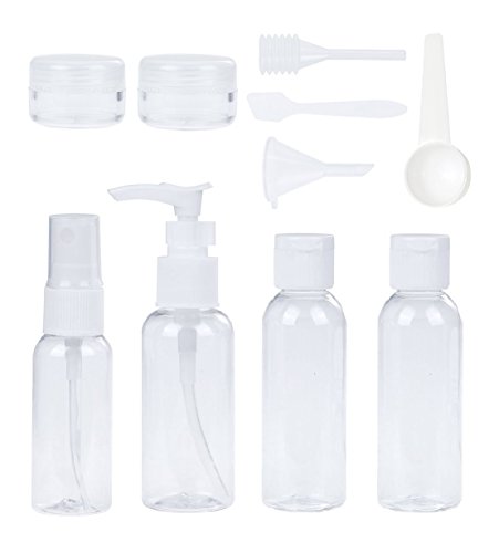 Schönes leben* 10tlg. Reiseflaschen Set mit Tasche Travel Bottles Kosmetikbehälter Reisegröße Flüssigkeitsbehälter für Shampoo, Conditioner, Lotion, Creme