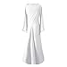 Produktbild iHENGH Damen Frühling Sommer Rock Bequem Lässig Mode Kleider Frauen Röcke Langarm V-Ausschnitt Mittelalterlich Kleid Bodenlang Cosplay Kleid(Weiß, M)