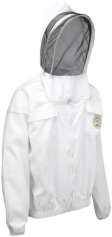 Bee Proof Suits Bee Keeper's Jacket Bee Jacket with Throw Back Hood Astronaut Style Beekeeping Jacket White XL