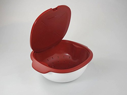 TUPPERWARE Thermo-Duo 2,25L Siebservierer Servierschüssel mit Sieb rot/weiß - 2
