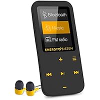 Energy Sistem Touch Amber - Reproductor MP4 con tecnología Bluetooth (16 GB, auriculares intrauditivos, radio FM, MicroSD) color negro y ámbar
