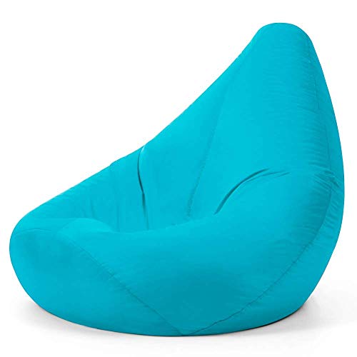 Chaise Pouf Poire haut dossier d'extérieur de Hi-BagZ® - Pouf pour Jardin TURQUOISE - Imperméable à 100%