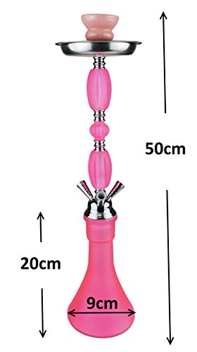 BAYLI – Shisha, Hookah, Orientalische Wasserpfeife mit 3 Schläuchen inklusive Zange, Tonkopf Shisha Höhe- ca. 49cm Nargile Hookah mit Tonkopf und Zange + Alufolie + 10 x Mundstück FN-1 - 2