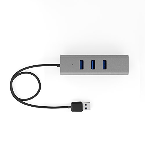 KabelDirekt 3-Port USB 3.0 Hub aus Aluminium USB 3.0 mit integriertem 1 Gigabit Ethernet-Port – PRO Series - 3