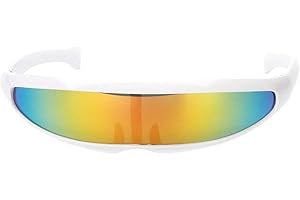 FHYFGFY Cool Futuristic Narrow Cyclops Shape Sunglasses Creative Alien Robot Mirror Lens Glasses Cosplay Costume Eyeglasses Photo Props Glasses Toys