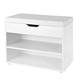 zapatero 60 madera Material - Este zapatero con asiento de tablero está hecho de tablero de partículas, muy robusto y resistente. Tiene un amortiguador de PU, se sienta cómodo, además la limpieza es muy sencilla.