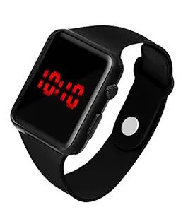 WRIGHTRACK New Generation Digital Square Black Dial Day Date Calendar Red LED Watch for Boys, Girls & Kids