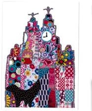 Birthday/general greetings card - Patchwork Liverbuilding greeting card, Tula Moon