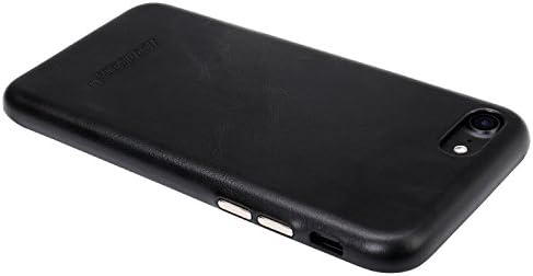 JISONCASE iPhone 8 Genuine Leather Case, iPhone 7 Cover, Slim Fit Design Support Wireless Charging with Aluminum Buttons Black (JS-IP8-13A10)