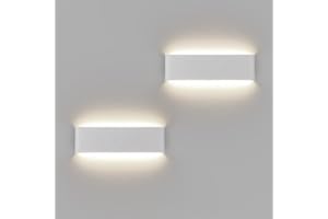 Klighten 2 Piezas Apliques Pared Interior 31cm 10W, Lamparas de Pared Aluminio Modernos, Luz Pared Para Salon Dormitorio Sala Pasillo Escalera, 910 LM, 4000K Blanco Natural, Blanco