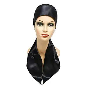 1 Pc Satin Fashion Headband , Scarf for Wrap Wigs , Soft Satin Edge Laying Scarf for Lace Frontal Wigs Satin Headband for Yoga, Makeup, Facial, Sport (Black)