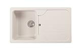 fregadero beige Incluye válvula manual de 8,9 cm, desagüe y rebosadero.