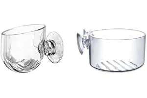 Gammaeon 2Pcs Glass Fish Tank Plant Holder With Suction Cups - Aquarium Planter Cup and Decoration for Tank Ornament and Plastic Plants Décor