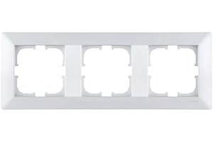 EXEN Cadre de Finition Triple Blanc 224 mm - 3 Postes Série ODAK - Plaque Murale Encastrable pour Prise Électrique et Interrupteur - Design Moderne Compatible avec Modules EXEN - O103/01E