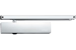 GEZE Türschließer TS 5000 Komplettset mit Gleitschiene und Montageplatte, Edelstahl, Silberfarbig, 28,7x4,7x6cm