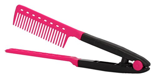 niceeshop(TM) Salon Hairdress DIY Hair Styling Hair Straightener Folding V Shape Comb,Roseo Black