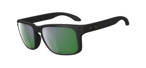 Oakley Sonnenbrille Holbrook, Gafas de Sol Polarizadas Unisex, Negro (Matte Black/Emerald Iridium Polarized), 55 mm