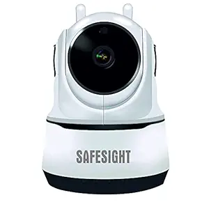 SAFESIGHT RoboX CareCam Pro WiFi Wireless 360 2Mp 1080P Full HD Night Vision Smart Pan Tilt Home Office WiFi Camera - Up to 128 Gb Microsd Card Slot , White