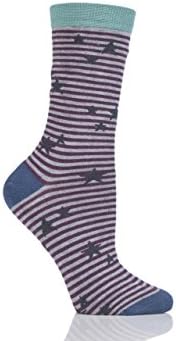 Ladies 1 Pair Thought Inga Fair Isle Organic Cotton and Wool Socks Heather 4-7 Ladies