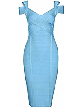 Whoinshop Damen Rayon V-Ausschnitt Festliche Figurbetontes Clubwear Bandage Partykleider Bodycon Kleider