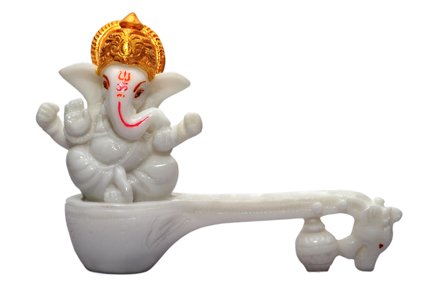 Niraj Art Beautifully Design & Handcraft God Ganpati Ji Marble Murti for Home Temple| Home Decore|Ganesh Ji Murti (Veena-Ganu)