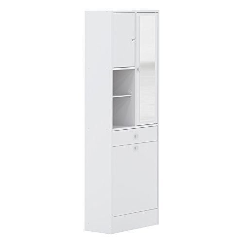 Symbiosis Armoire Bac à Linge, Panneaux de Particules Melamines, Blanc, 62,6 x 28,4 x 181,1 cm