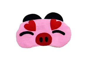 Nitsha Velvet Blind Sleeping Cartoon Character Eye mask shade for Men Women Girls Boys Kids - Black and Pink Model No.14