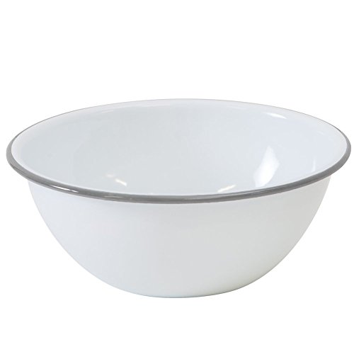 Crow Canyon HomeEnamelware Cereal Bowl, 20 ounce, Vintage White/Grey (Single)