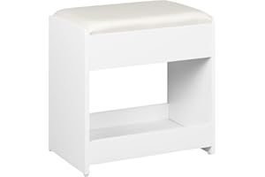 ‎HZUANERI Hzuaneri Hocker Schminktisch, Sitzhocker gepolstert, mit rutschfesten Fußpads, für Ankleidezimmer, Schlafzimmer, Eingangsbereich, Weiß VS32403X