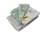  Edredón, Plaid,Estanque con nenúfares pintados a mano, como una obra de arte, solo hay uno, Manta de colores pastel, azul, aguamarina, celeste, lila, verde, es un diseño exclusivo, BeccaTextile.