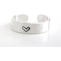 Herz Ring aus 925 Sterling Silber 5mm breit handgestempelt, geschwärzt, glänzend- 1 bis 20 Zeichen