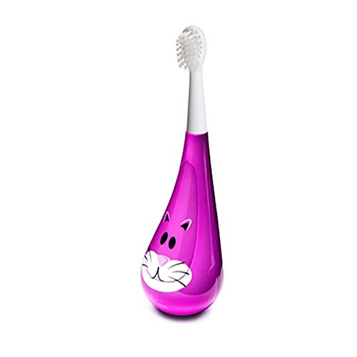 Brush'n'play®- Purple Cat Kids Rocking Toothbrush - Rocks, Wobbles, and Spins, including 3 x Replacement Toothbrush Heads.