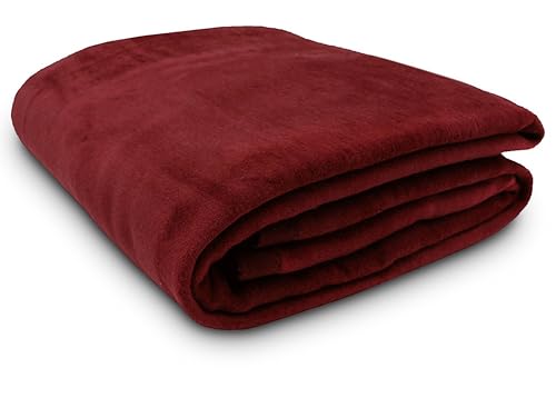 ZOLLNER Coperta da divano soffice 150x200 cm - Plaid morbido e di lunga durata rosso scuro - lavabile a 40°C - cotone misto - con bordo elegante - qualità alberghiera - certificato OEKO TEX (R)