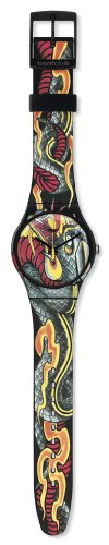 Swatch Unisex Armbanduhren FIRED SNAKE Analog Quarz Kunststoff SUOZ151 Swatch Unisex Armbanduhren FIRED SNAKE Analog Quarz Kunststoff SUOZ151