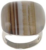 Sterling Silver and Black Persian Agate Square Ring