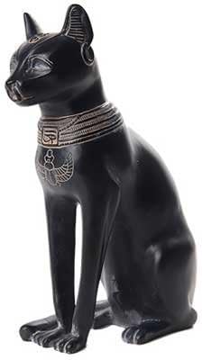 5.5" (14cm) Egyptian cat Goddess bastet ornament statue satin black finish for Bast altar gift