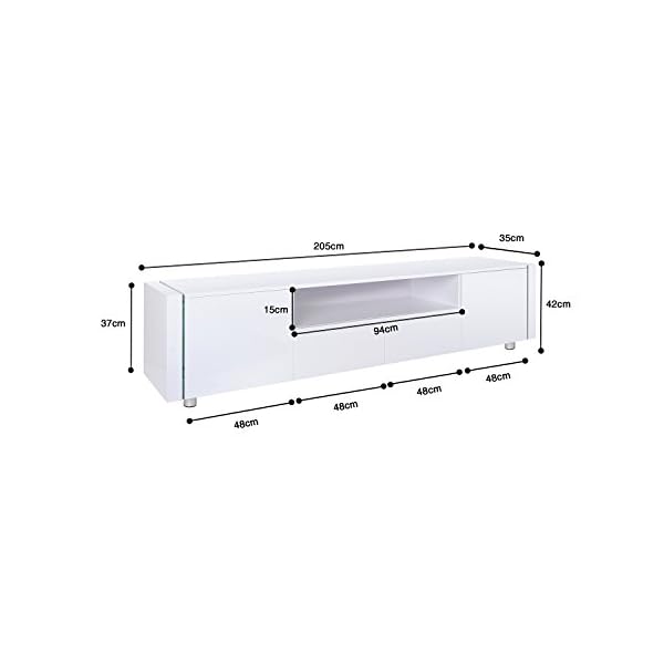 TV Cabinet, HST Mall Modern High Gloss White TV Unit Stand 205cm Free LED RGB Lights Home TV Furniture - Image 4