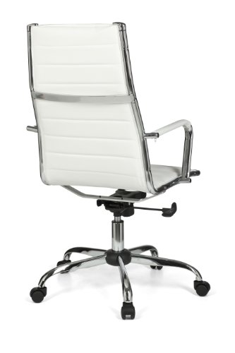 AMSTYLE Bürostuhl GENF 1 Bezug Kunstleder Weiß Design Schreibtischstuhl XXL 110kg Chefsessel höhenverstellbar Drehstuhl ergonomisch mit Armlehnen Rücken-Lehne Wippfunktion verstellbar Schalensitz hoch - 