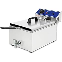 Vertes 10L Friteuse électrique professionnelle en Acier Inox (3000W, Robinet de Vidange, Contrôle de la température automatique, Protection contre les débordements)