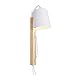 Produktbild PeiQi Wand leuchten Mit plug-in kabel, E27 Nordische Moderner Eisen Holz Indoor Wandleuchte Schalter Plug-in wandleuchte Für Bett Studie Flur-Weiß-Kippschalter 16x16x38cm
