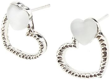 PPL- OLL Double Heart White Silver Earrings