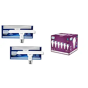 Philips T bulb 10 Watt LED bulb, Base B22 (Cool daylight, Pack of 2)+Philips Base B22 9-Watt LED Bulb (Pack of 6, Crystal White) (Cool Day Light)