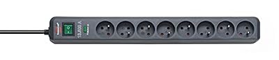 Brennenstuhl 1159291138 Eco-Line Bloc de 8 Prises 1,4 m H05VV-F 3G1,5 avec parasurtenseur 13500 A Anthracite