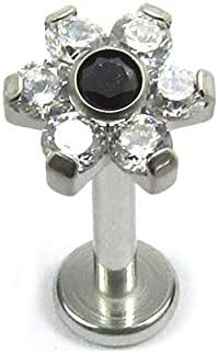 16G G23 Titanium Internal Threaded Tragus Helix Earring With Prong Setting Flower CZ Labret Studs